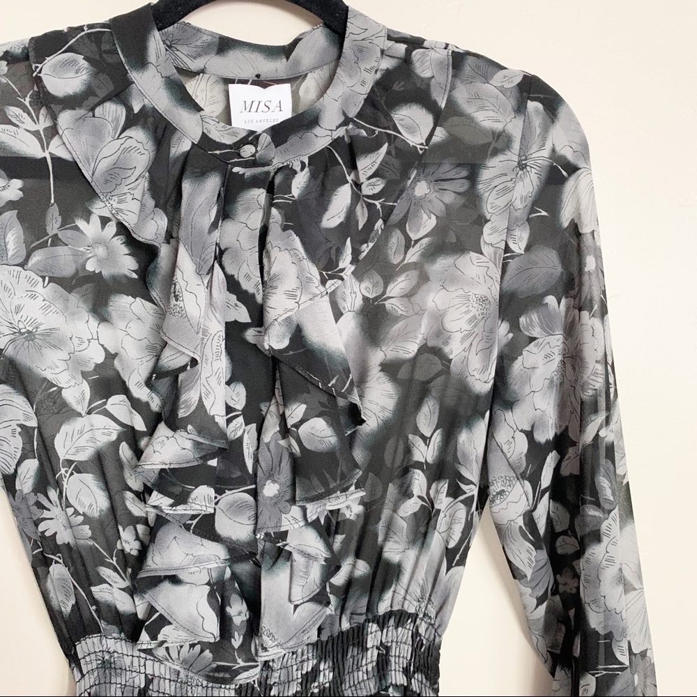 MISA Los Angeles Black Foral Agnese Midi Dress S - Picture 8 of 14